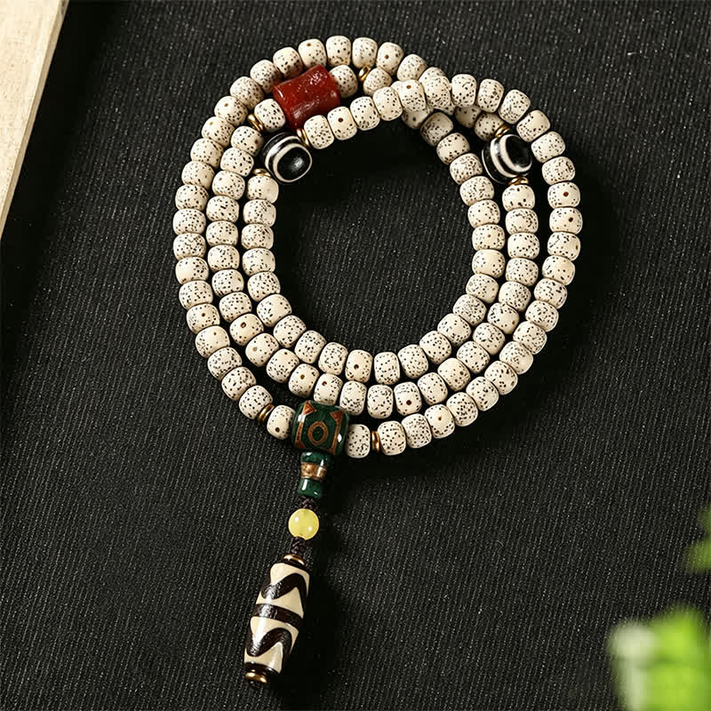 Buddha Stones Stern-Mond-Bodhi-Samen-Dzi-Perlen-Weisheits-Handgewebte tibetische 108-Perlen-Mala - Stern-Mond-Bodhi-Samen (Weisheit ♥ Innerer Frieden) - image 0