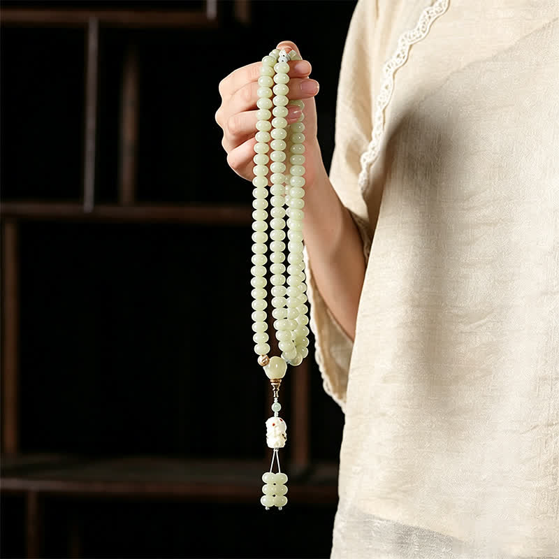 Buddha Stones Weiße Bodhi-Samen-Bodhisattva-Tara-Hoffnung-Handgewebte ethnische 108-Perlen-Mala - image 8