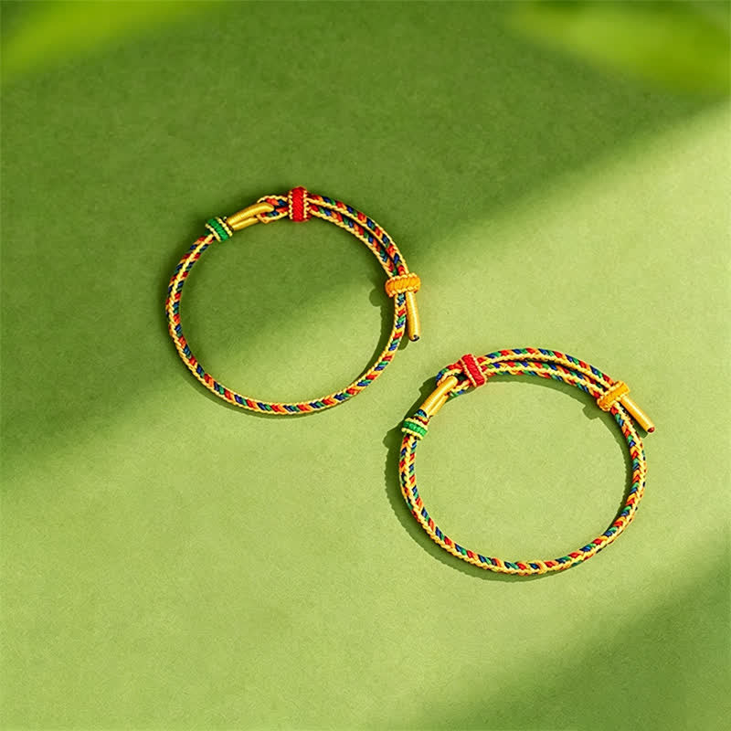 Buddha Stones Handgewebtes, fünffarbiges, geflochtenes Armband mit verstellbarer Stärke - image 1