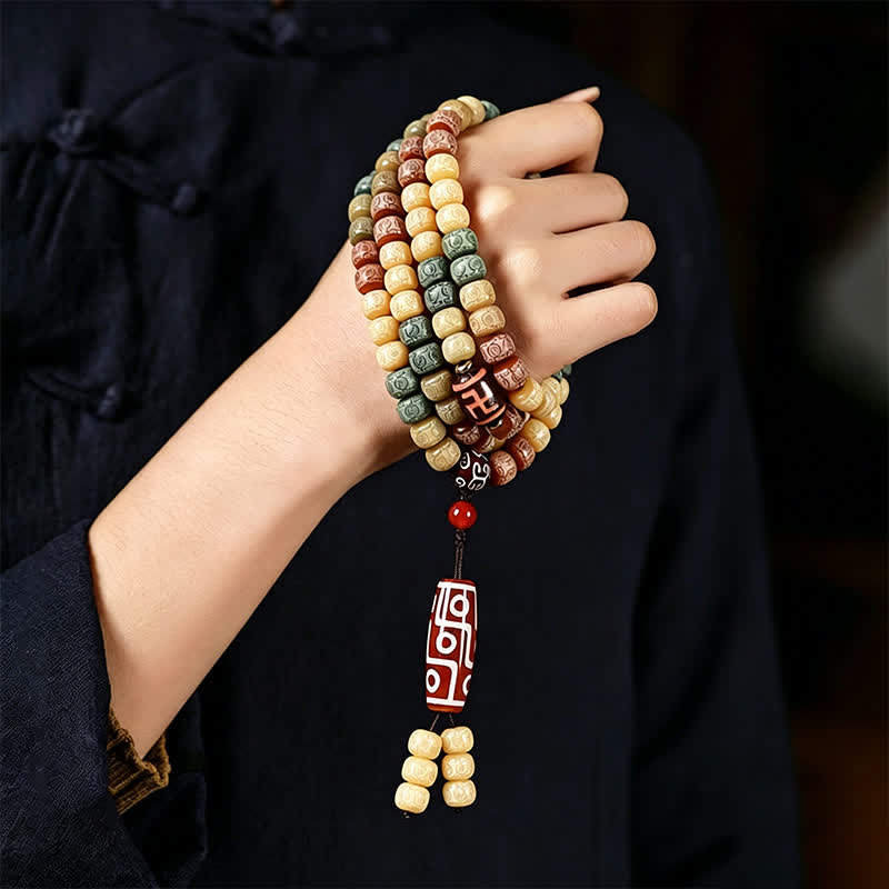 Buddha Stones Bodhi Seed Handgewebte Friedens-Mala im Vintage-Stil mit 108 Perlen - image 9