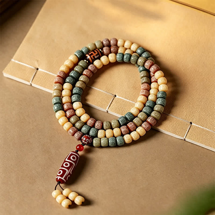 Buddha Stones Bodhi Seed Handgewebte Friedens-Mala im Vintage-Stil mit 108 Perlen - image 1