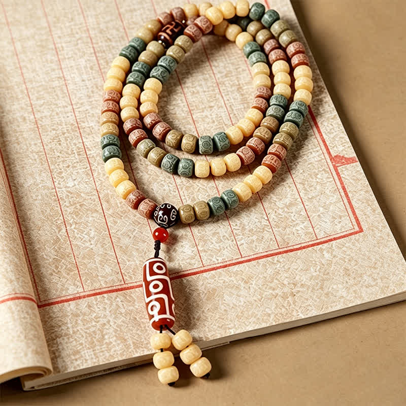 Buddha Stones Bodhi Seed Handgewebte Friedens-Mala im Vintage-Stil mit 108 Perlen - image 3