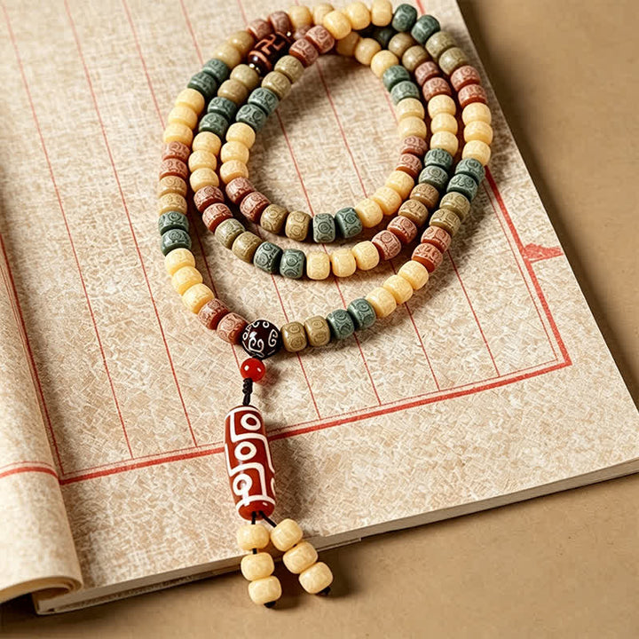 Buddha Stones Bodhi Seed Handgewebte Friedens-Mala im Vintage-Stil mit 108 Perlen - image 3