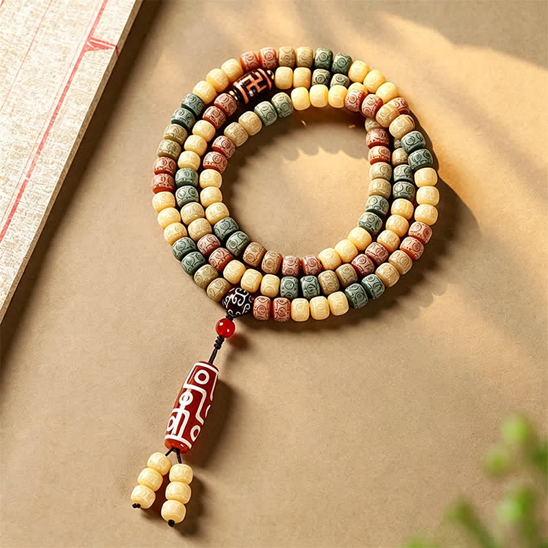 Buddha Stones Bodhi Seed Handgewebte Friedens-Mala im Vintage-Stil mit 108 Perlen - Bodhi-Samen (Erwachen ♥ Weisheit) - image 0