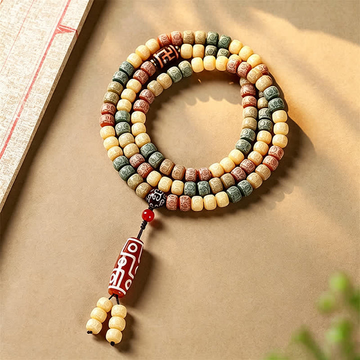 Buddha Stones Bodhi Seed Handgewebte Friedens-Mala im Vintage-Stil mit 108 Perlen - Bodhi-Samen (Erwachen ♥ Weisheit) - image 0
