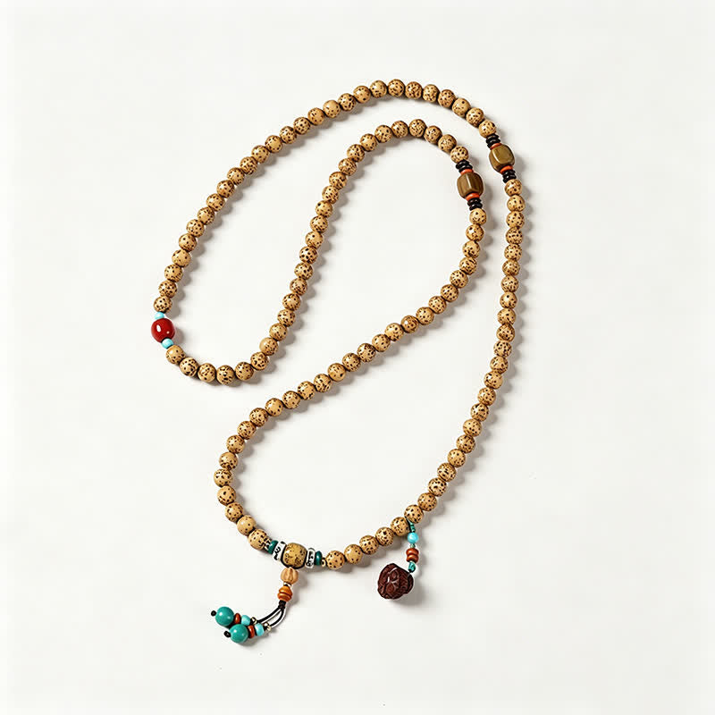 Buddha Stones Stern-Mond-Bodhi-Samen-Lotuskapsel-Handgefertigte Weisheits-Rund-108-Perlen-Mala - image 3