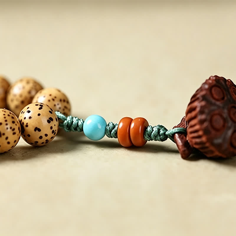 Buddha Stones Stern-Mond-Bodhi-Samen-Lotuskapsel-Handgefertigte Weisheits-Rund-108-Perlen-Mala - image 17