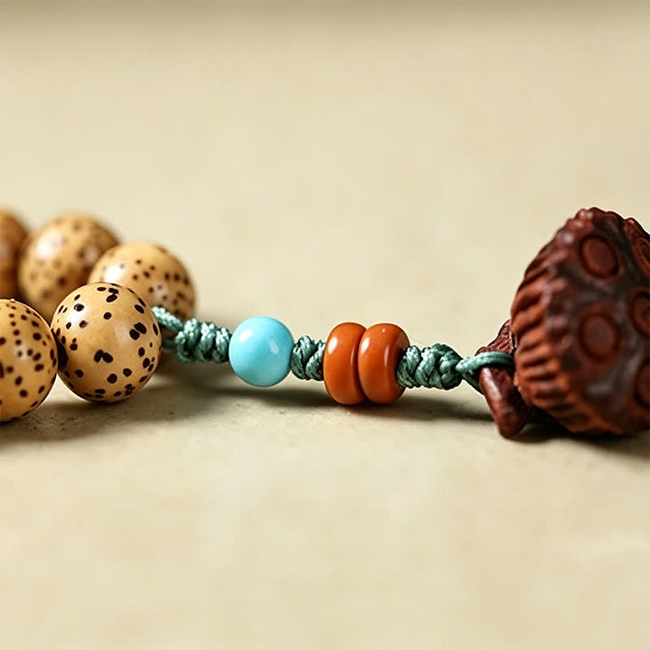 Buddha Stones Stern-Mond-Bodhi-Samen-Lotuskapsel-Handgefertigte Weisheits-Rund-108-Perlen-Mala - image 17