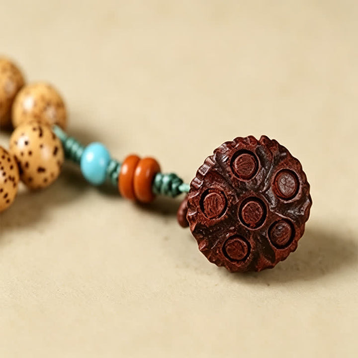 Buddha Stones Stern-Mond-Bodhi-Samen-Lotuskapsel-Handgefertigte Weisheits-Rund-108-Perlen-Mala - image 19