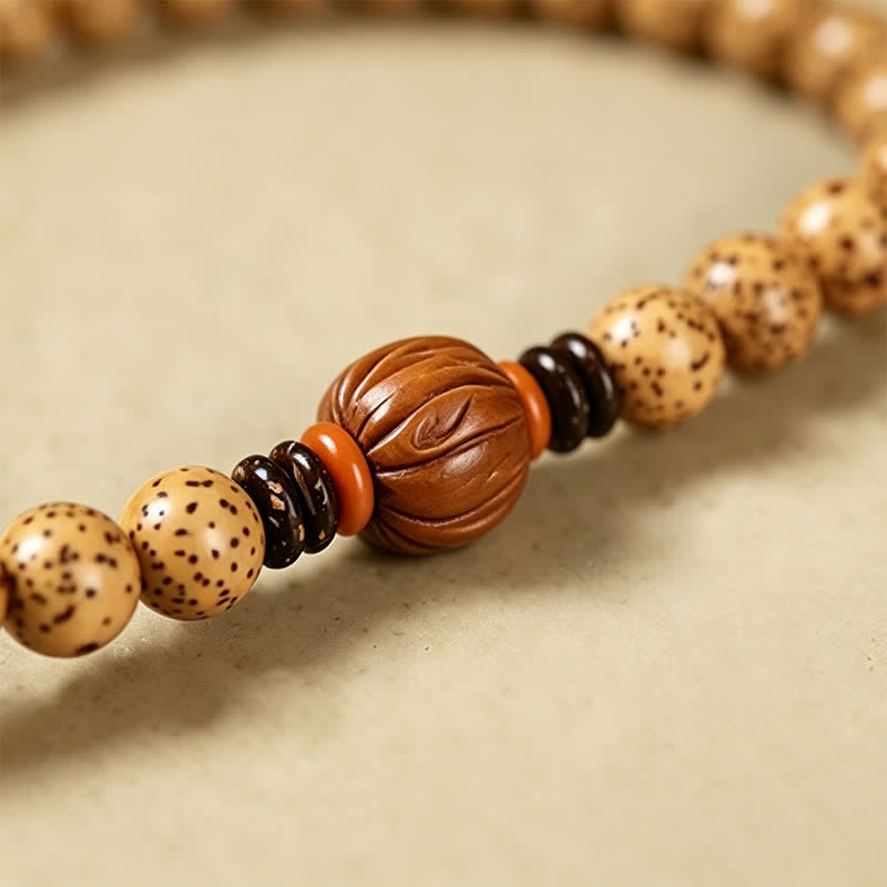 Buddha Stones Stern-Mond-Bodhi-Samen-Lotuskapsel-Handgefertigte Weisheits-Rund-108-Perlen-Mala - image 14