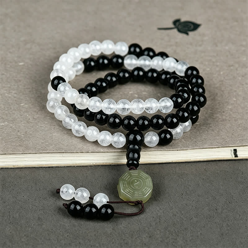 Buddha Stones Schwarzes Obsidian-Bagua-Schutzarmband, handgefertigt - image 3