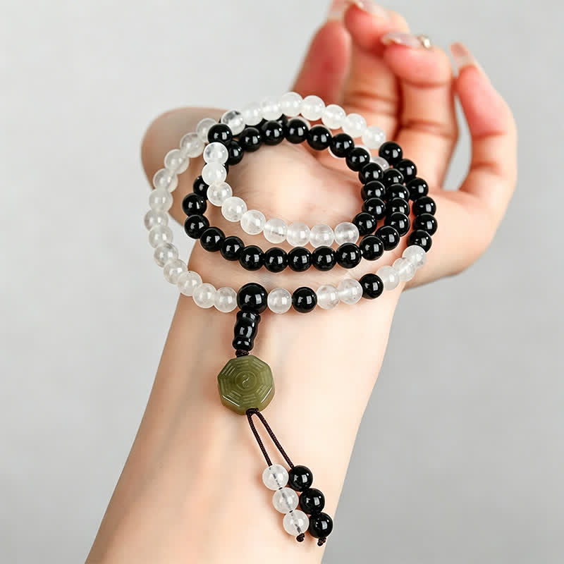 Buddha Stones Schwarzes Obsidian-Bagua-Schutzarmband, handgefertigt - image 7