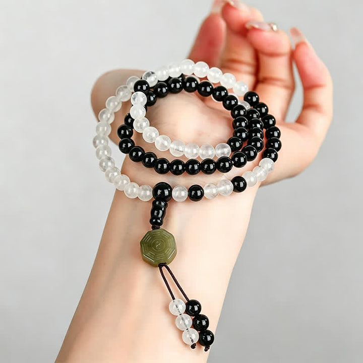 Buddha Stones Schwarzes Obsidian-Bagua-Schutzarmband, handgefertigt - image 7