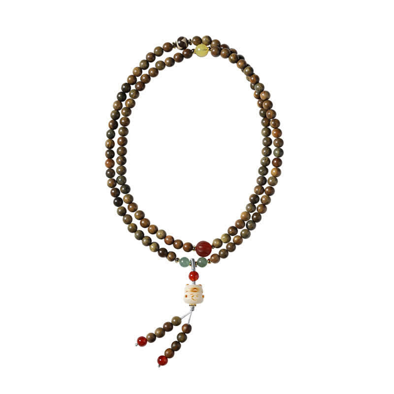 Buddha Stones Grüne Sandelholz-Serenity-Handgewebter Katzenanhänger Retro Ethnic Mala - image 7
