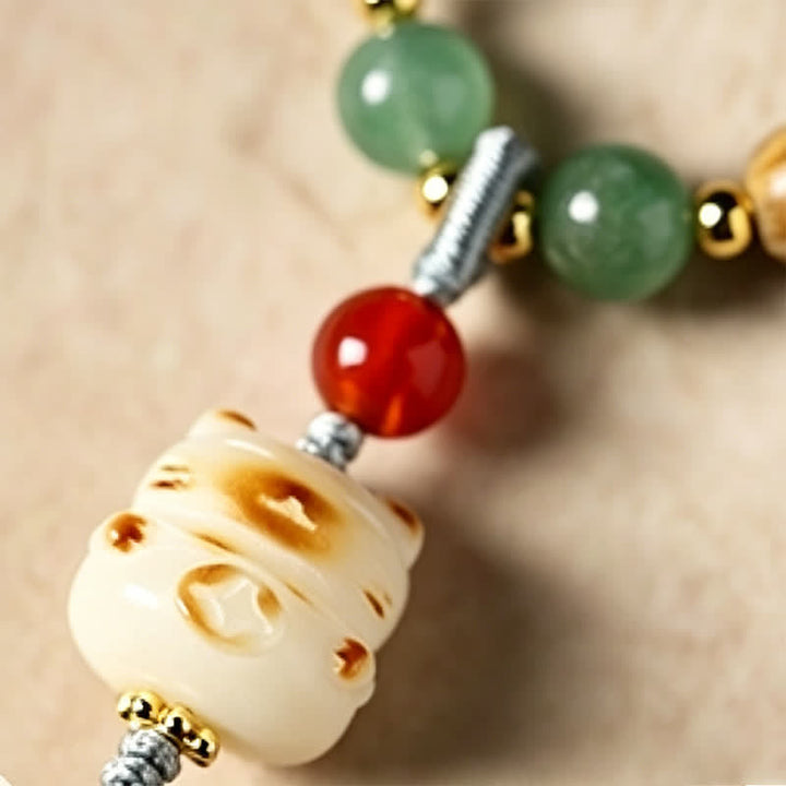 Buddha Stones Grüne Sandelholz-Serenity-Handgewebter Katzenanhänger Retro Ethnic Mala - image 16