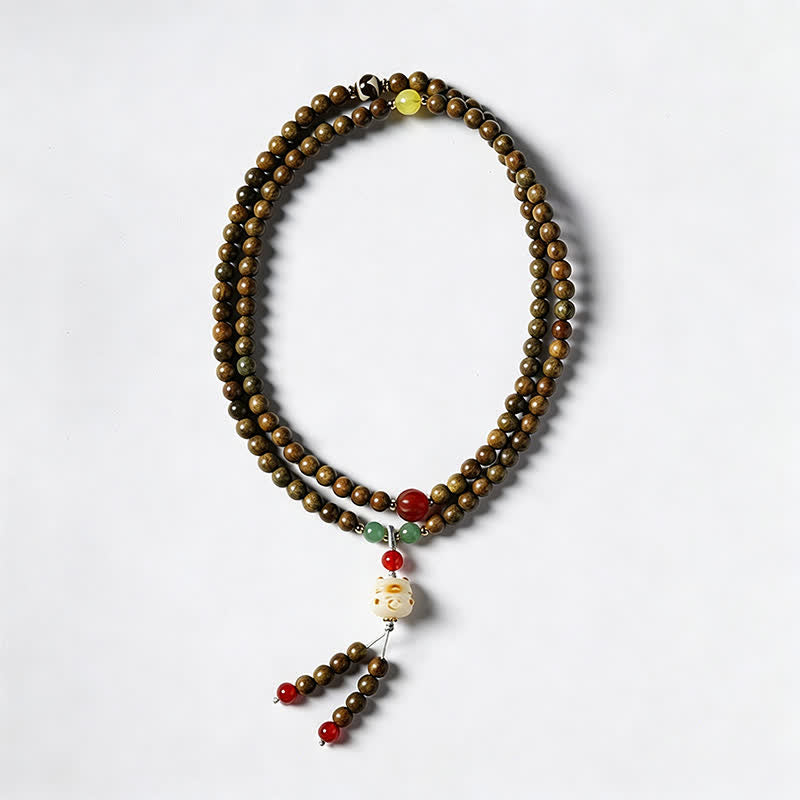 Buddha Stones Grüne Sandelholz-Serenity-Handgewebter Katzenanhänger Retro Ethnic Mala - image 6