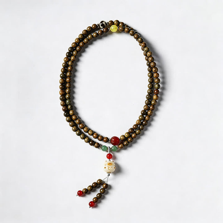 Buddha Stones Grüne Sandelholz-Serenity-Handgewebter Katzenanhänger Retro Ethnic Mala - image 6