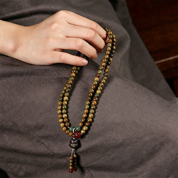 Buddha Stones Grüne Sandelholz-Serenity-Handgewebter Katzenanhänger Retro Ethnic Mala - image 11