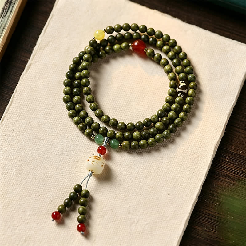 Buddha Stones Grüne Sandelholz-Serenity-Handgewebter Katzenanhänger Retro Ethnic Mala - Grünes Sandelholz (Ruhige Energie ♥ Spirituelles Gleichgewicht) - image 0