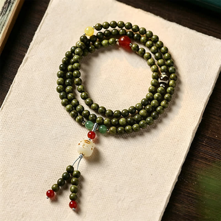 Buddha Stones Grüne Sandelholz-Serenity-Handgewebter Katzenanhänger Retro Ethnic Mala - Grünes Sandelholz (Ruhige Energie ♥ Spirituelles Gleichgewicht) - image 0