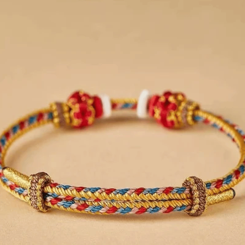Buddha Stones Buntes, handgewebtes Armband mit Bagua-Motiv und chinesischer Münze im tibetischen Stil. - image 13