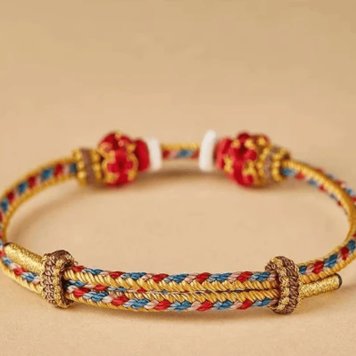 Buddha Stones Buntes, handgewebtes Armband mit Bagua-Motiv und chinesischer Münze im tibetischen Stil. - image 13