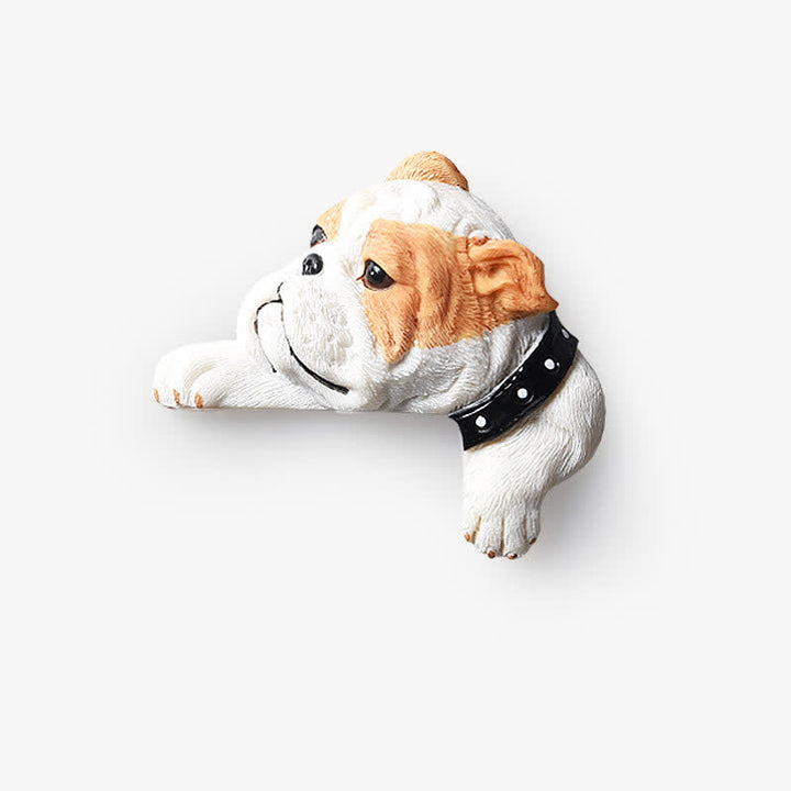 Buddha Stones Handbemalter 3D-Wandaufkleber mit Hundemotiv aus Kunstharz – niedlicher dekorativer Lichtschalter - Englische Bulldogge - Rechts liegend - image 62