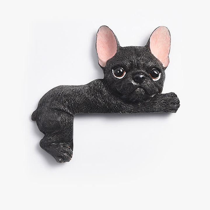 Buddha Stones Handbemalter 3D-Wandaufkleber mit Hundemotiv aus Kunstharz – niedlicher dekorativer Lichtschalter - Schwarze französische Bulldogge - links liegend - image 22