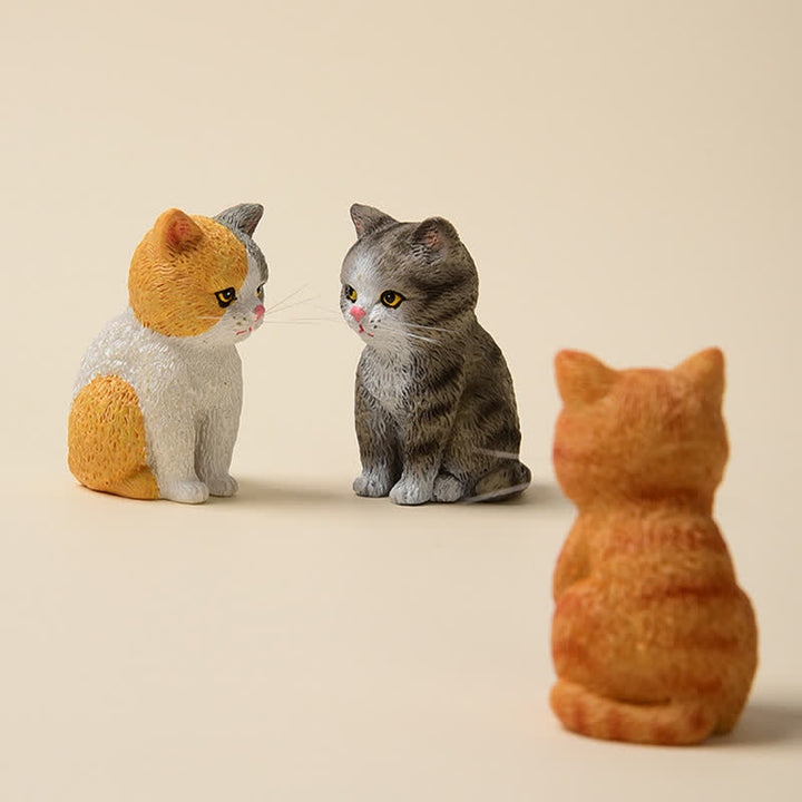 Buddha Stones Bemalte, düstere Kätzchenfamilie aus Kunstharz, Mini-Katzen, niedliche Tierdekoration - image 2