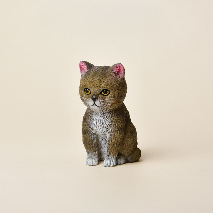 Buddha Stones Bemalte, düstere Kätzchenfamilie aus Kunstharz, Mini-Katzen, niedliche Tierdekoration - Tabby - image 18