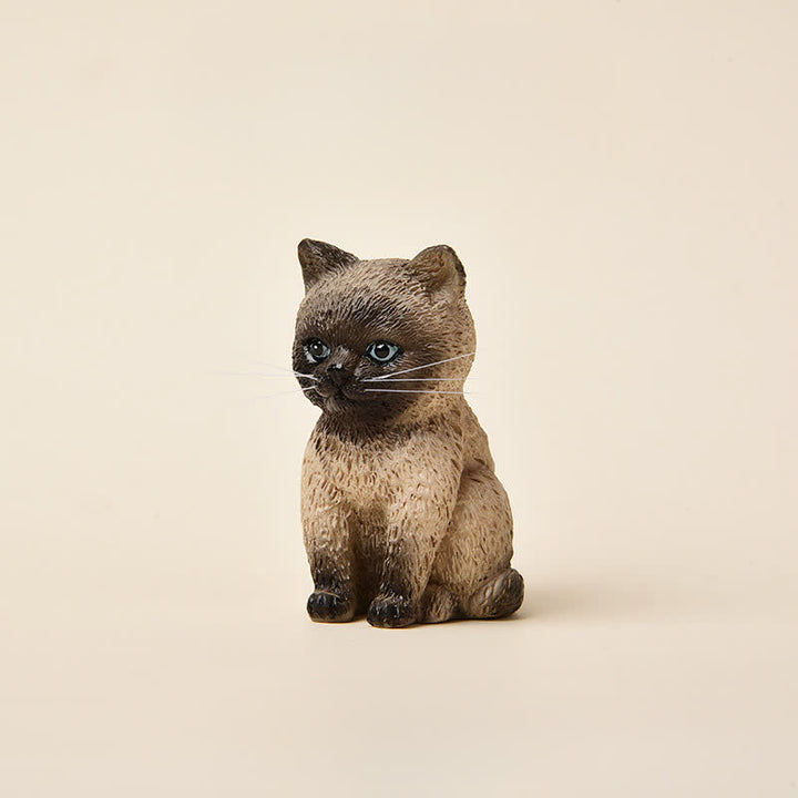 Buddha Stones Bemalte, düstere Kätzchenfamilie aus Kunstharz, Mini-Katzen, niedliche Tierdekoration - Siamese - image 16