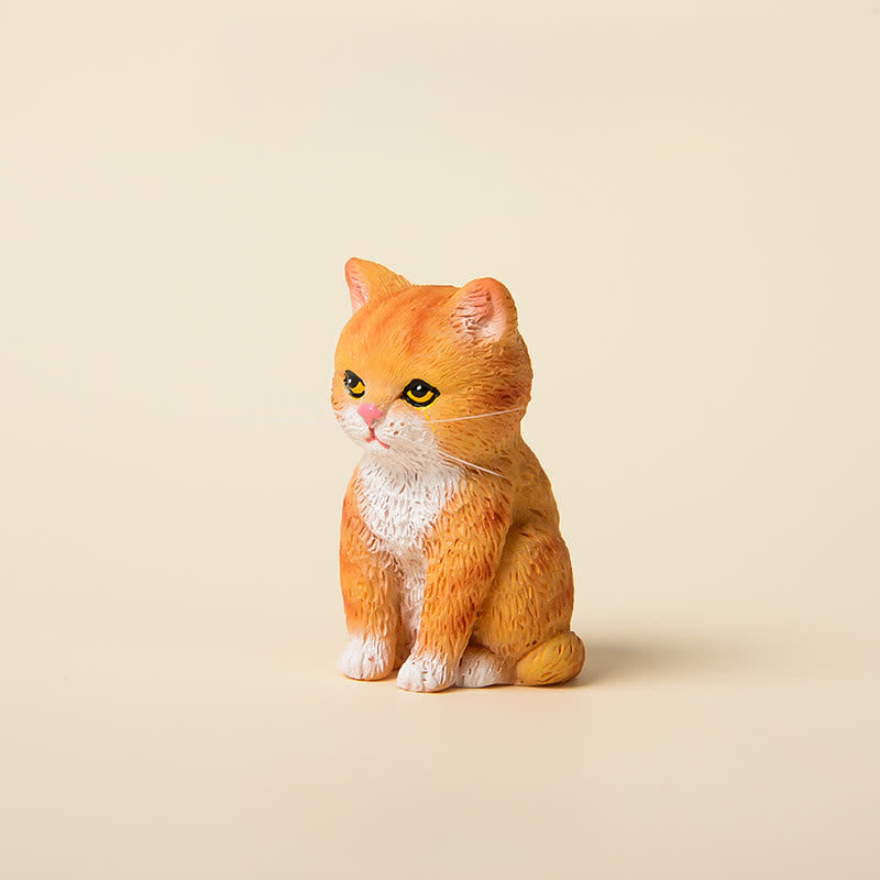 Buddha Stones Bemalte, düstere Kätzchenfamilie aus Kunstharz, Mini-Katzen, niedliche Tierdekoration - Orangefarbene Tabby - image 11