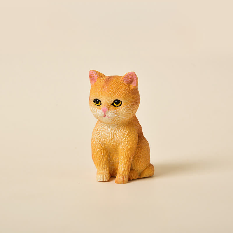 Buddha Stones Bemalte, düstere Kätzchenfamilie aus Kunstharz, Mini-Katzen, niedliche Tierdekoration - Goldfarben - image 17