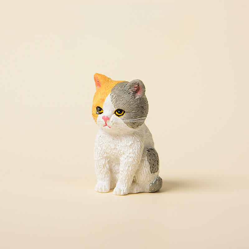 Buddha Stones Bemalte, düstere Kätzchenfamilie aus Kunstharz, Mini-Katzen, niedliche Tierdekoration - Kattun - image 9
