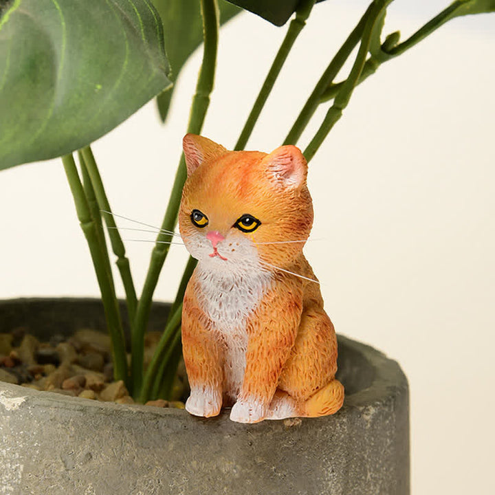 Buddha Stones Bemalte, düstere Kätzchenfamilie aus Kunstharz, Mini-Katzen, niedliche Tierdekoration - image 12