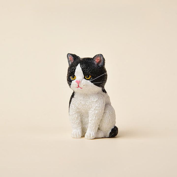 Buddha Stones Bemalte, düstere Kätzchenfamilie aus Kunstharz, Mini-Katzen, niedliche Tierdekoration - Smokingkatze - image 13