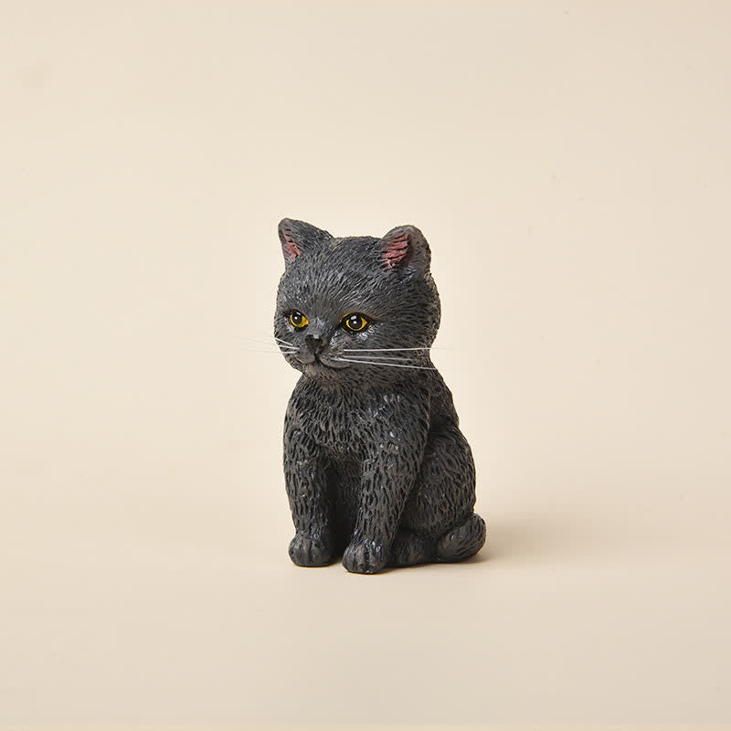 Buddha Stones Bemalte, düstere Kätzchenfamilie aus Kunstharz, Mini-Katzen, niedliche Tierdekoration - Blaue Katze - image 14