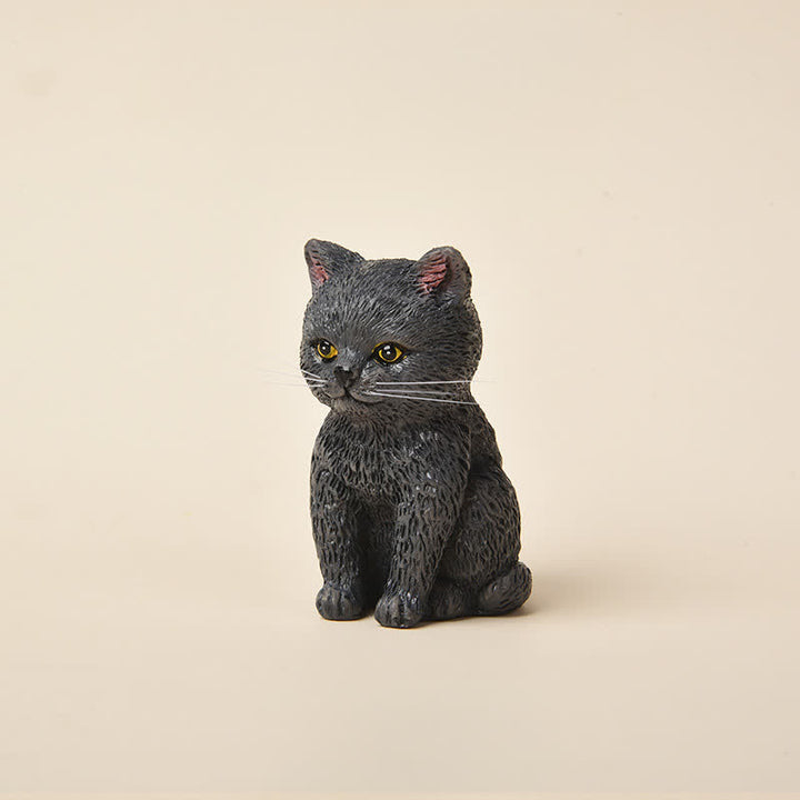 Buddha Stones Bemalte, düstere Kätzchenfamilie aus Kunstharz, Mini-Katzen, niedliche Tierdekoration - Blaue Katze - image 14