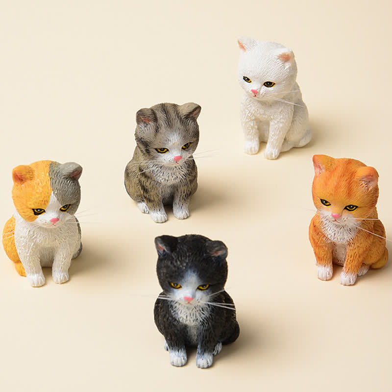 Buddha Stones Bemalte, düstere Kätzchenfamilie aus Kunstharz, Mini-Katzen, niedliche Tierdekoration - image 1
