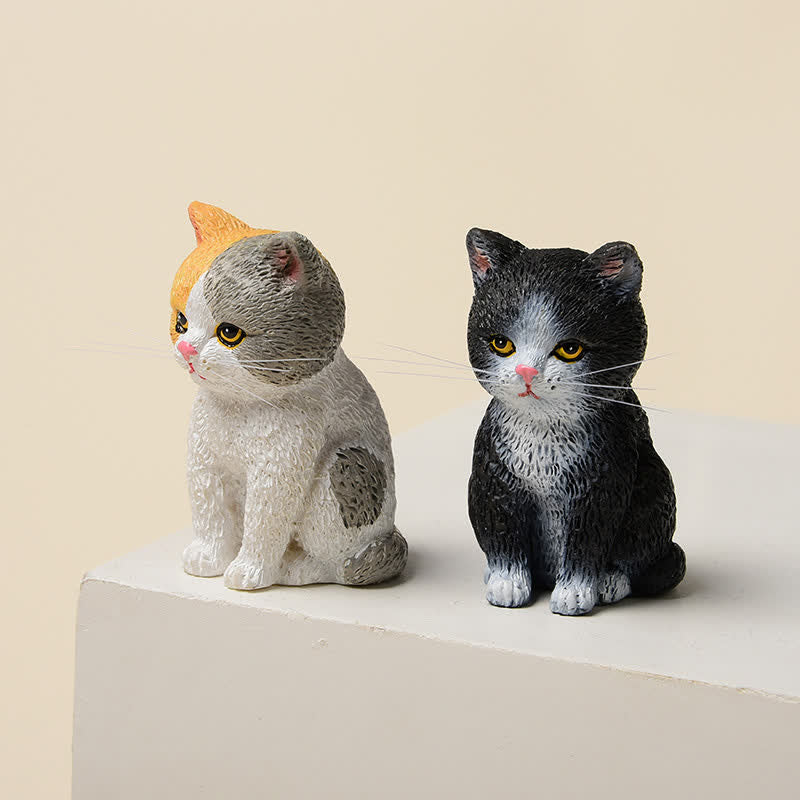 Buddha Stones Bemalte, düstere Kätzchenfamilie aus Kunstharz, Mini-Katzen, niedliche Tierdekoration - image 3