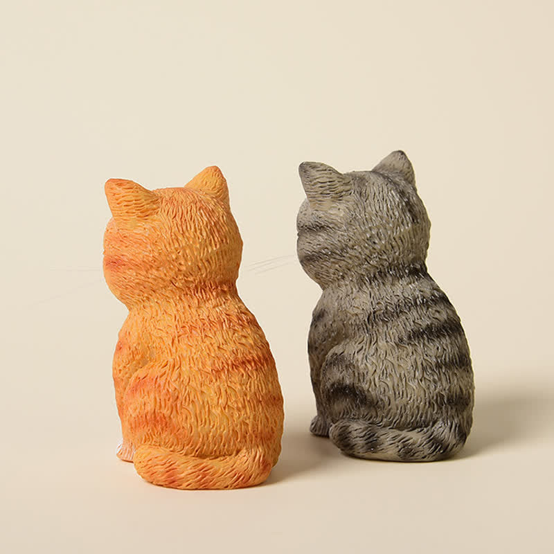 Buddha Stones Bemalte, düstere Kätzchenfamilie aus Kunstharz, Mini-Katzen, niedliche Tierdekoration - image 5