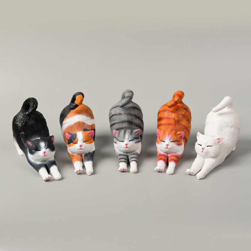 Buddha Stones Handbemalte, faule Kätzchen-Tierdekoration aus Kunstharz - image 18