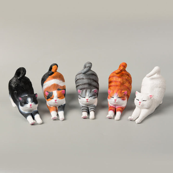 Buddha Stones Handbemalte, faule Kätzchen-Tierdekoration aus Kunstharz - image 18