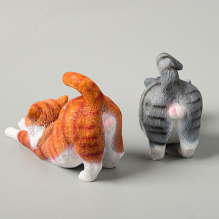 Buddha Stones Handbemalte, faule Kätzchen-Tierdekoration aus Kunstharz - image 5