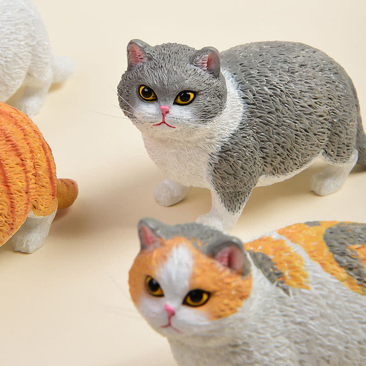 Buddha Stones Bemalte, kleine, mollige Katze aus Kunstharz – niedliche Tierdekoration - image 2