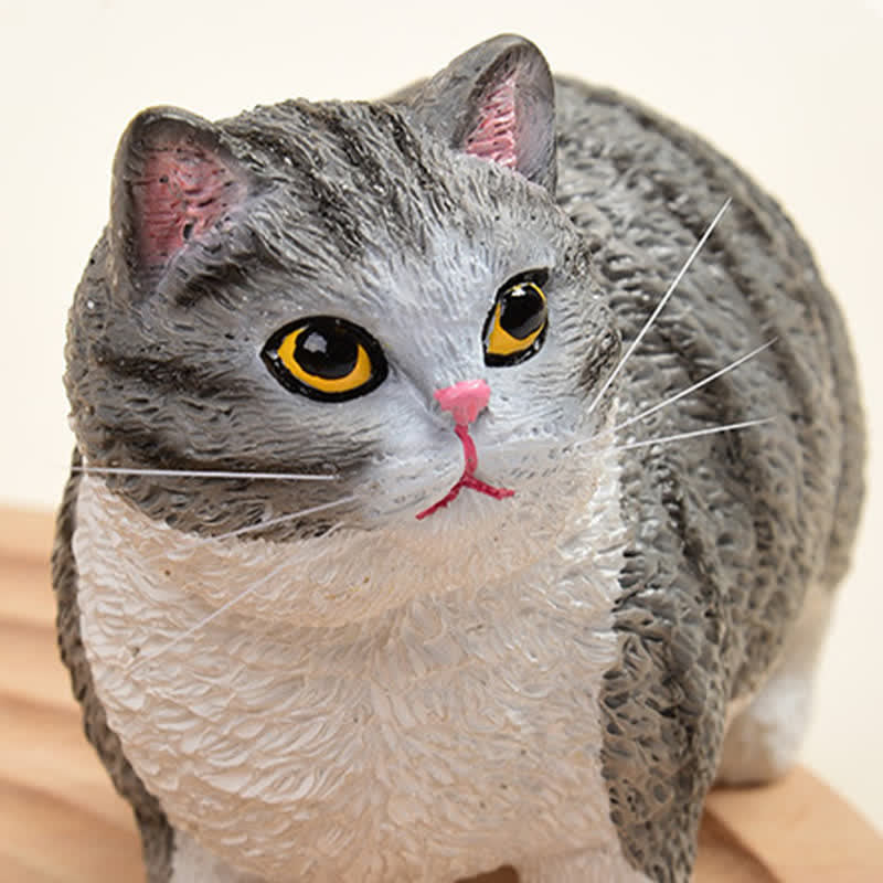 Buddha Stones Bemalte, kleine, mollige Katze aus Kunstharz – niedliche Tierdekoration - image 17