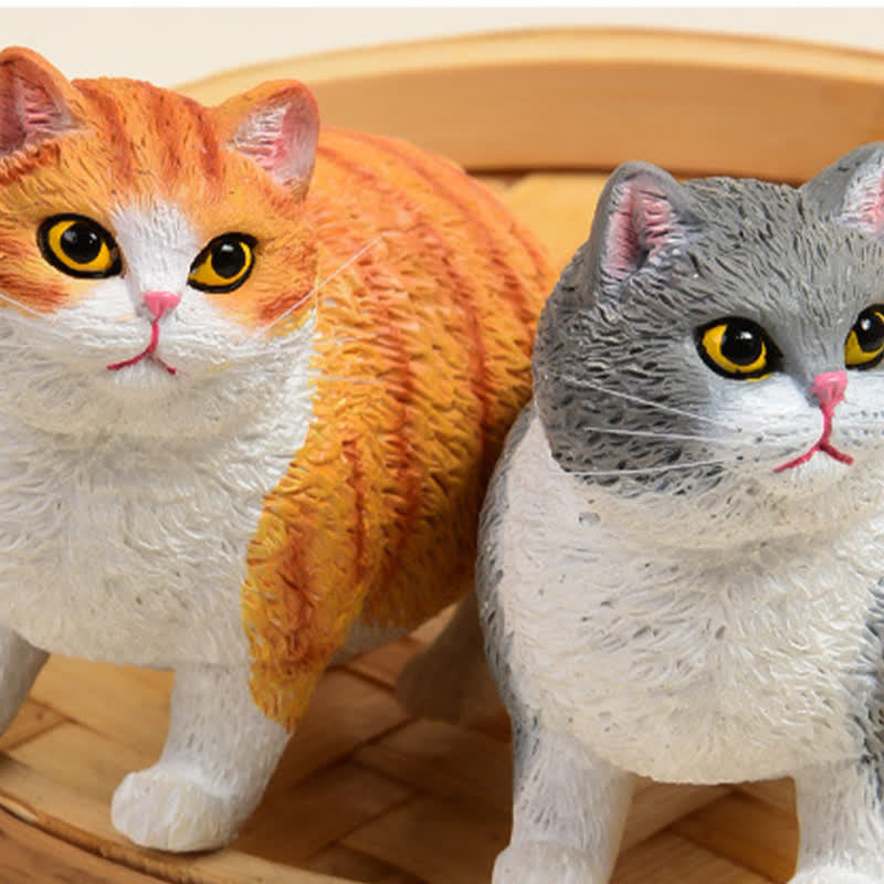 Buddha Stones Bemalte, kleine, mollige Katze aus Kunstharz – niedliche Tierdekoration - image 5