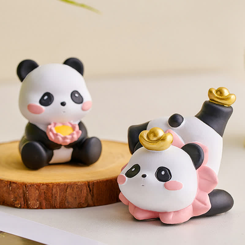 Buddha Stones Handyhalterung aus Kunstharz mit Lotus-Panda-Motiv – niedliche Tierdekoration - image 2