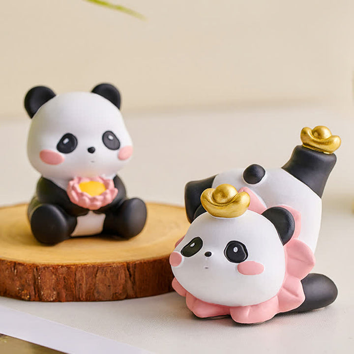 Buddha Stones Handyhalterung aus Kunstharz mit Lotus-Panda-Motiv – niedliche Tierdekoration - image 2