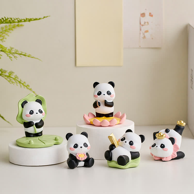 Buddha Stones Handyhalterung aus Kunstharz mit Lotus-Panda-Motiv – niedliche Tierdekoration - image 0